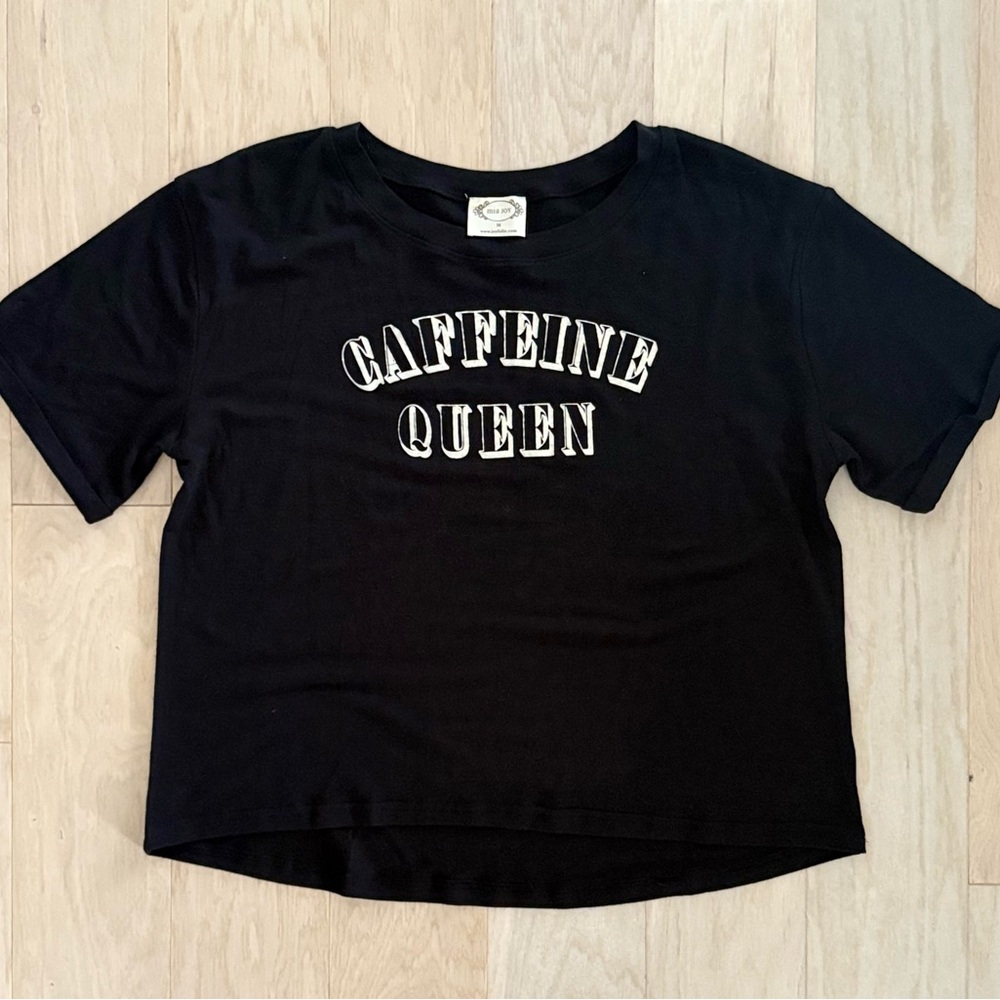 Joyfolie NWOT • Caffeine Queen Black T-Shirt • Medium